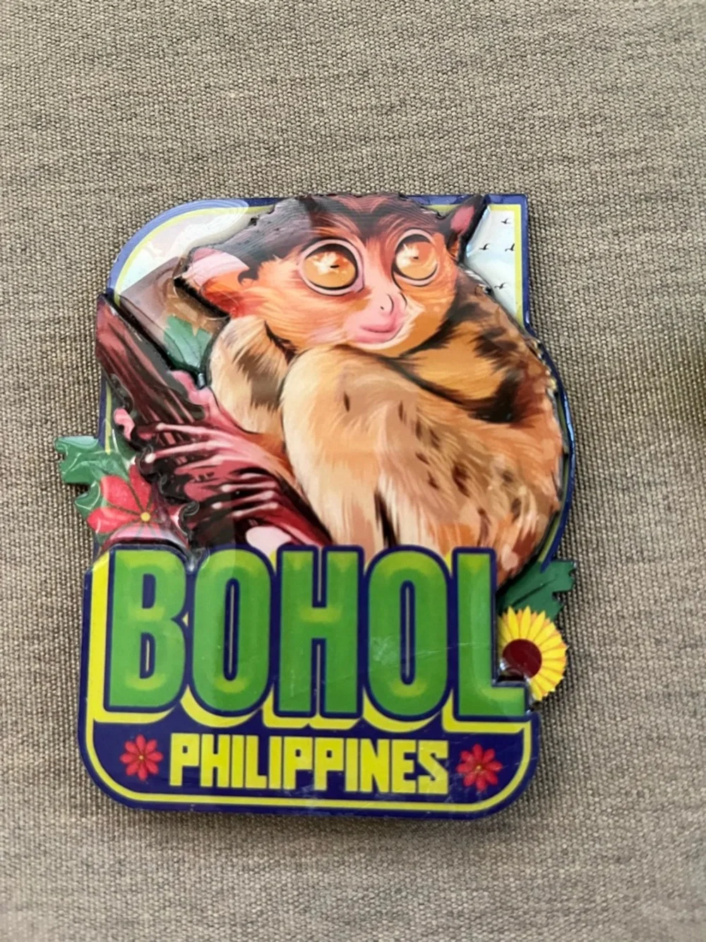 Bohol Tarsier Decorative Magnet with Bright Green Accent